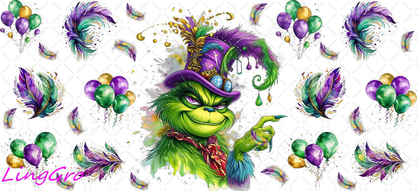 Mardi Gras 16oz UV DTF TRANSFER Libbey Glass Can Cup Wrap-KA-3358