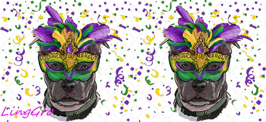 Mardi Gras 16oz UV DTF TRANSFER Libbey Glass Can Cup Wrap-KA-3367