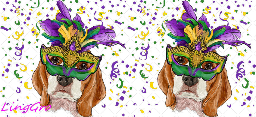 Mardi Gras 16oz UV DTF TRANSFER Libbey Glass Can Cup Wrap-KA-3370