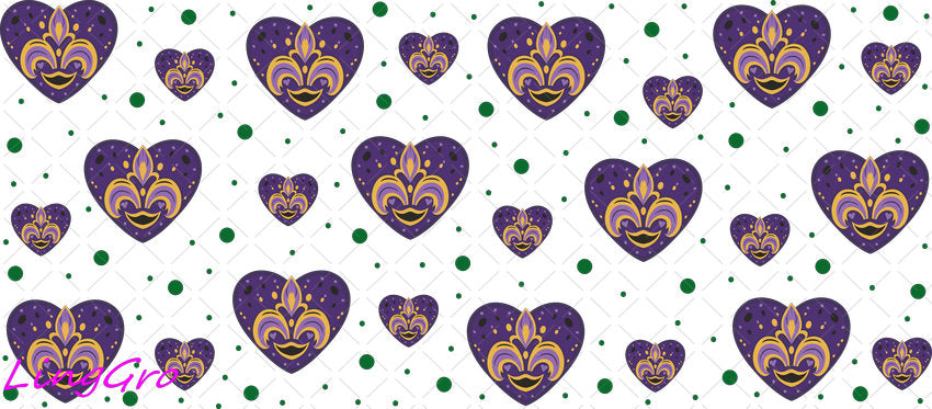 Mardi Gras 16oz UV DTF TRANSFER Libbey Glass Can Cup Wrap-KA-3379