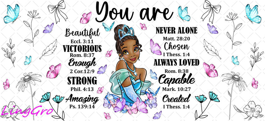 Disney Princess 16oz UV DTF TRANSFER Libbey Glass Can Cup Wrap-KA-3555