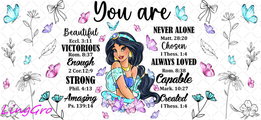 Disney Princess 16oz UV DTF TRANSFER Libbey Glass Can Cup Wrap-KA-3559