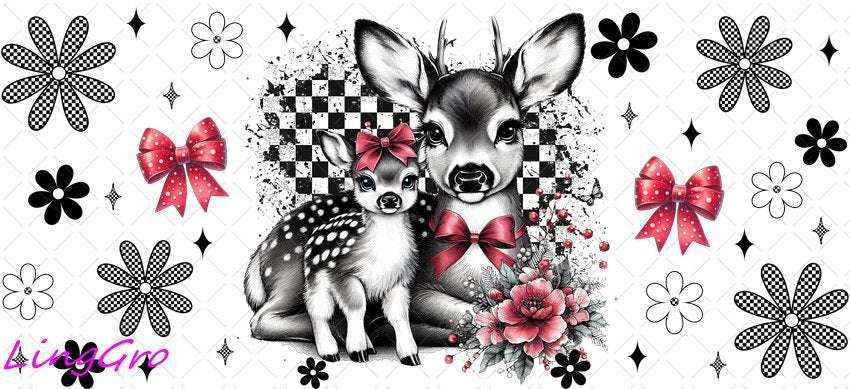 Animal Mom and Baby 16oz UV DTF TRANSFER Libbey Glass Can Cup Wrap-KA-3870