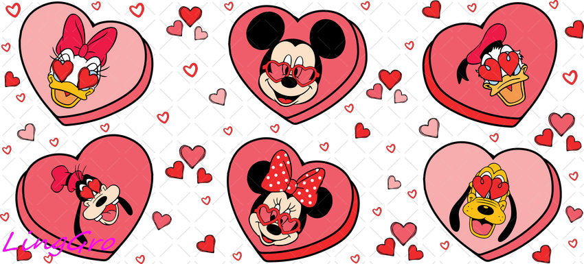 Valentine 16oz UV DTF TRANSFER Libbey Glass Can Cup Wrap KA-3929