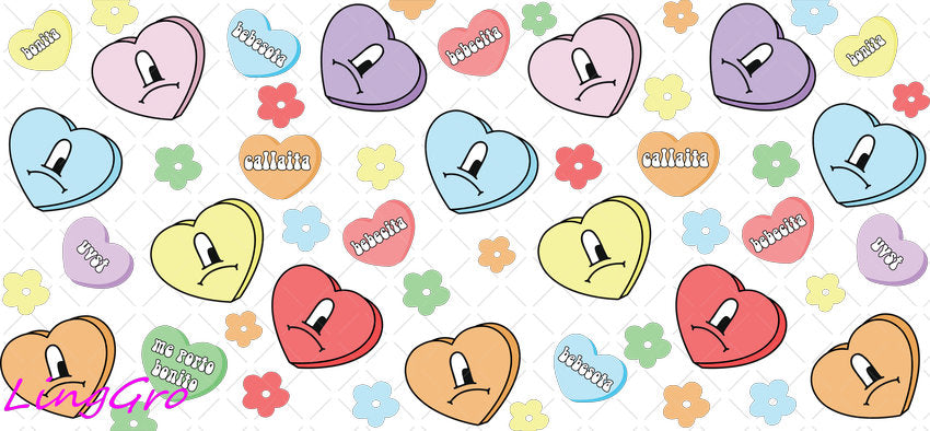 Valentine 16oz UV DTF TRANSFER Libbey Glass Can Cup Wrap KA-3938