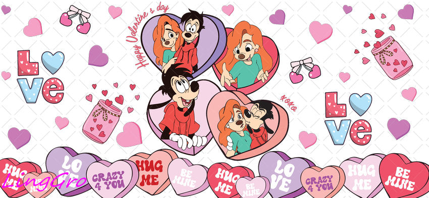 Valentine 16oz UV DTF TRANSFER Libbey Glass Can Cup Wrap KA-3945