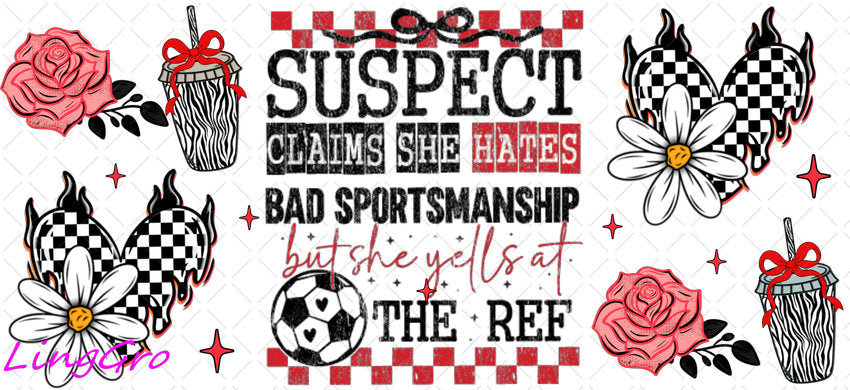 Suspect 16oz UV DTF TRANSFER Libbey Glass Can Cup Wrap KA-4087