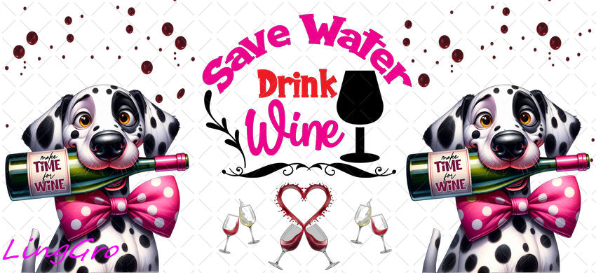 Sarcastic Dog Wine 16oz UV DTF TRANSFER Libbey Glass Can Cup Wrap KA-4113