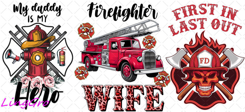Firefighter 16oz UV DTF TRANSFER Libbey Glass Can Cup Wrap KA-4157