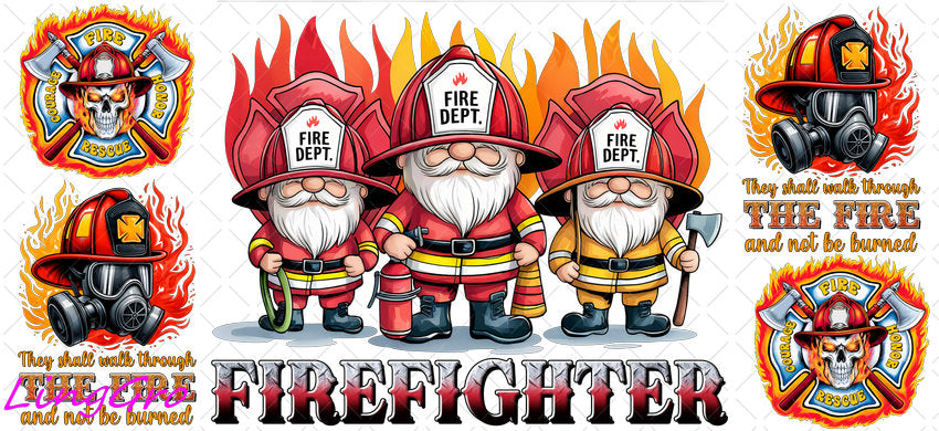 Firefighter 16oz UV DTF TRANSFER Libbey Glass Can Cup Wrap KA-4162