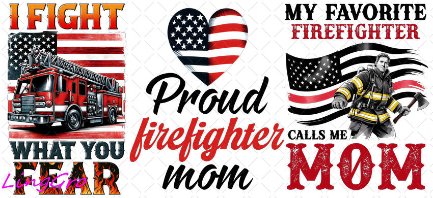 Firefighter 16oz UV DTF TRANSFER Libbey Glass Can Cup Wrap KA-4165