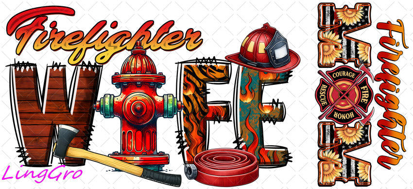 Firefighter 16oz UV DTF TRANSFER Libbey Glass Can Cup Wrap KA-4166