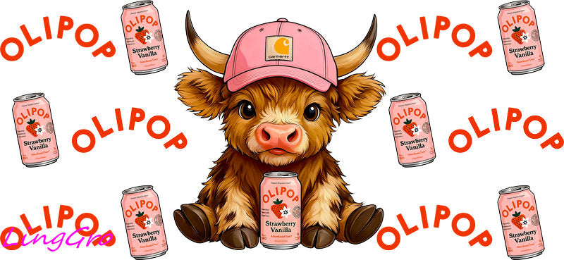 cute cow UV DTF cup wrap for Libbey glass, soda theme tumbler decal