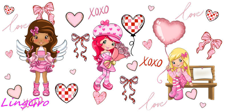 valentine uv dtf cup wrap pink love 27oz glass can sticker cute aesthetic design