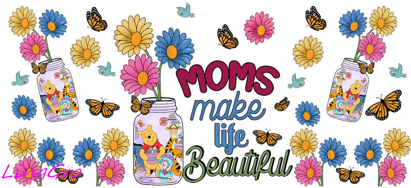 cute mom uv dtf cup wrap design for glass cup trendy mama uv dtf sticker