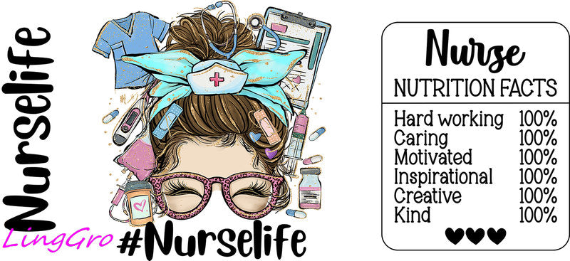 nurse cup wrap uv dtf transfer medical tumbler decal rn gift design