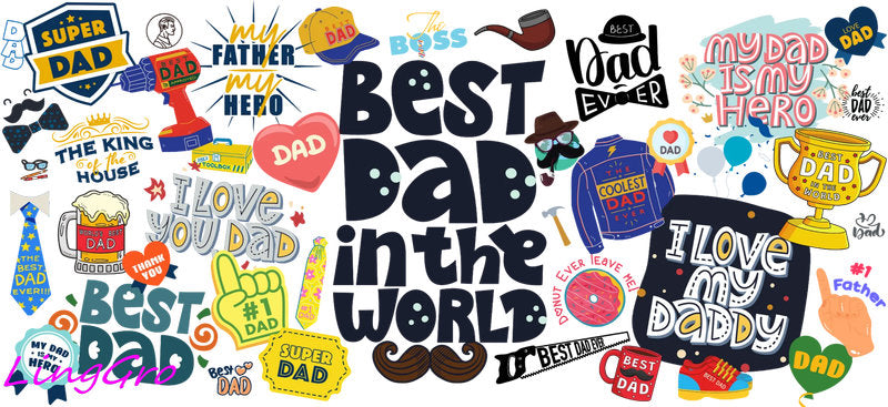dad cup wrap uv dtf transfer fathers day tumbler decal design