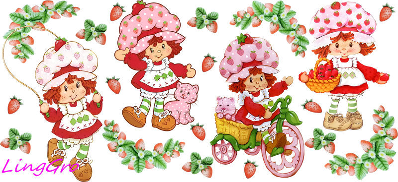 Strawberry girl aesthetic UV DTF cup wrap for 16oz Libbey glass KA-5042