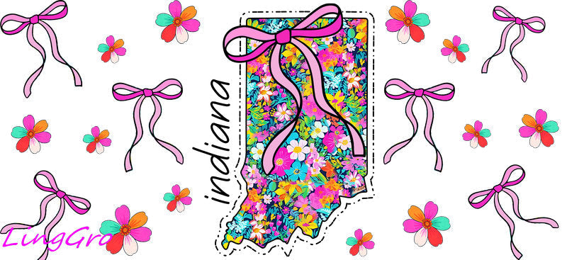 Floral State Cup Wrap & Decal for Libbey Glass 16 oz | UV DTF Tumbler Wrap