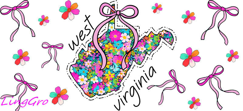 Floral State Cup Wrap & Decal for Libbey Glass 16 oz | UV DTF Tumbler Wrap