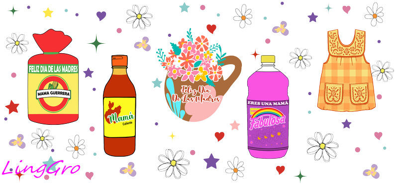 Kitchen items cup wrap decal for 16oz Libbey glass UV DTF 24cm x 11cm KA-5527