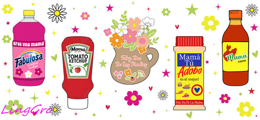 Mixed condiment cup wrap decal for 16oz Libbey glass 24cm x 11cm KA-5529