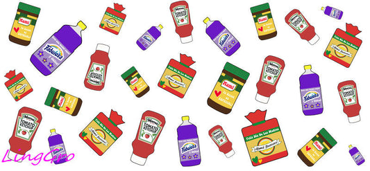 Mini food pattern cup wrap decal for 16oz Libbey glass UV DTF KA-5530