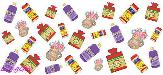 Food icons scatter cup wrap decal for 16oz Libbey glass KA-5531