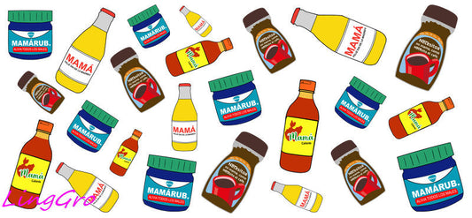 Colorful condiment pattern cup wrap decal for 16oz glass KA-5532
