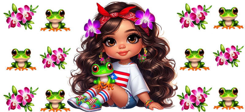 cute hispanic character cup wrap bright and fun design