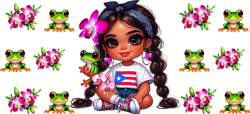 puerto rican kawaii girl cup wrap adorable style for drinkware