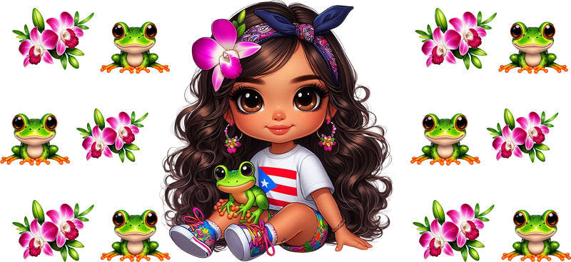 cute latina girl flag cup wrap cultural style design