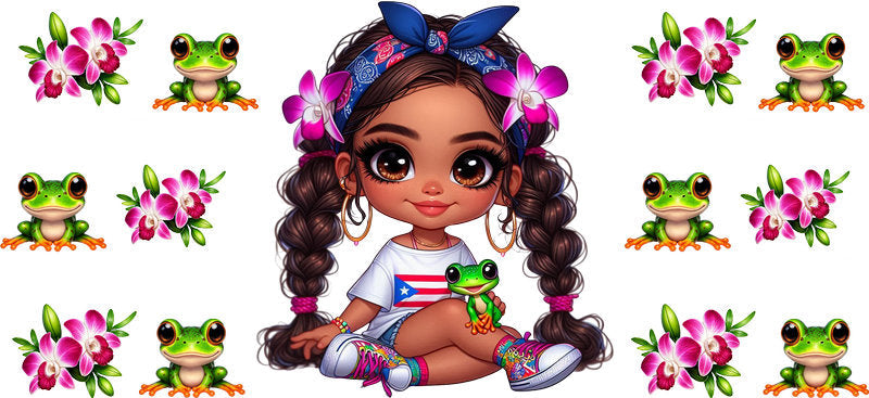 hispanic girl cup wrap design modern style illustration