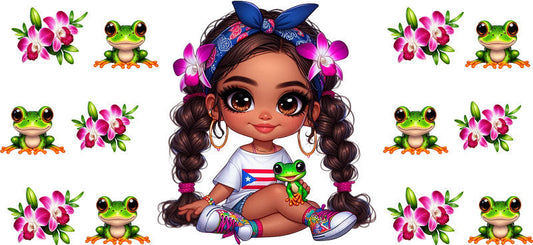 hispanic girl cup wrap design modern style illustration