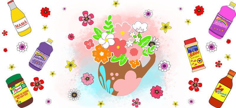 Food cartoon cup wrap decal for 16oz Libbey glass KA-5536