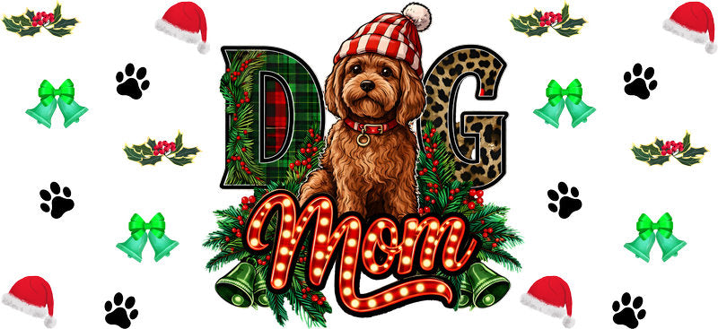 dog mama UV DTF cup wrap for 16oz glass can aesthetic drinkware decal KA-10029