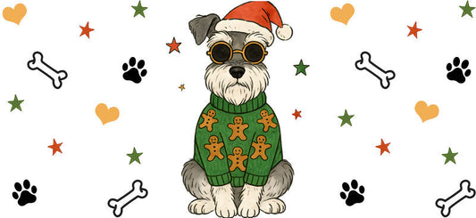 reindeer dog UV DTF cup wrap for 16oz glass can aesthetic drinkware decal KA-10033