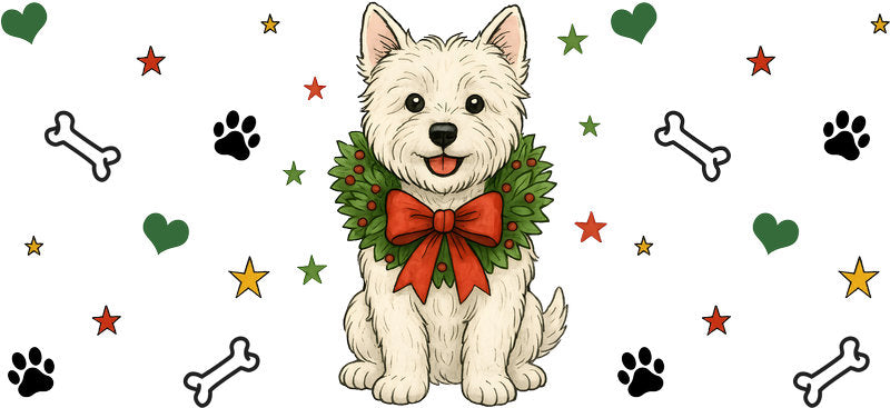puppy holiday UV DTF cup wrap for 16oz glass can aesthetic drinkware decal KA-10042