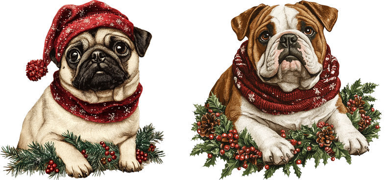 dog wreath aesthetic UV DTF cup wrap for 16oz glass can drinkware decal KA-10063