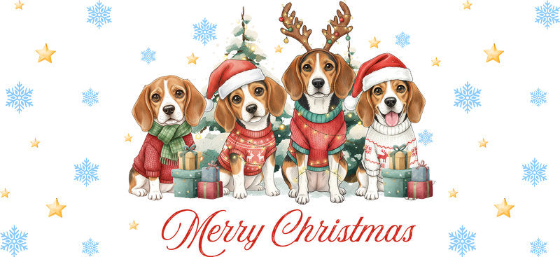 merry woofmas aesthetic UV DTF cup wrap for 16oz glass can drinkware decal KA-10064