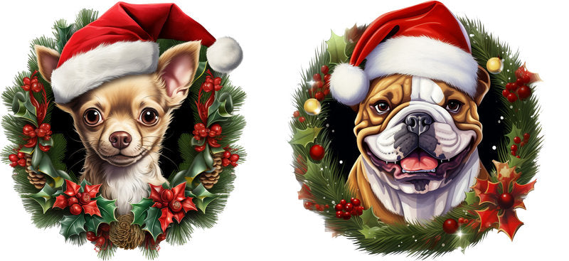 puppy holiday aesthetic UV DTF cup wrap for 16oz glass can drinkware decal KA-10068