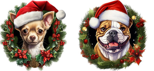 puppy holiday aesthetic UV DTF cup wrap for 16oz glass can drinkware decal KA-10068