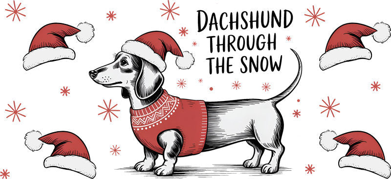 snow dog aesthetic UV DTF cup wrap for 16oz glass can drinkware decal KA-10069