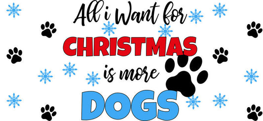 dog christmas UV DTF cup wrap for 16oz glass can aesthetic drinkware decal KA-10082