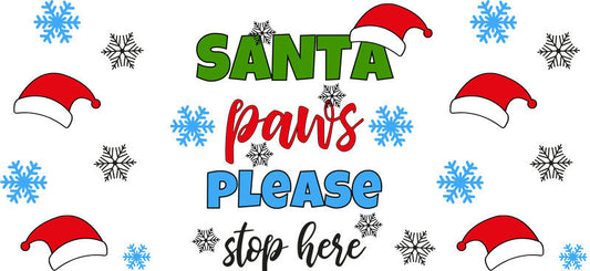 santa paws aesthetic UV DTF cup wrap for 16oz glass can drinkware decal KA-10084