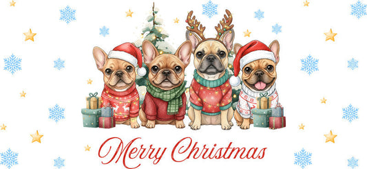 reindeer dog aesthetic UV DTF cup wrap for 16oz glass can drinkware decal KA-10085