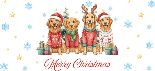 merry woofmas aesthetic UV DTF cup wrap for 16oz glass can drinkware decal KA-10090