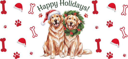 christmas pets aesthetic UV DTF cup wrap for 16oz glass can drinkware decal KA-10091
