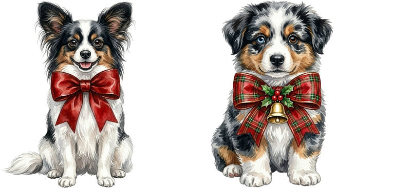 holiday dog aesthetic UV DTF cup wrap for 16oz glass can drinkware decal KA-10107