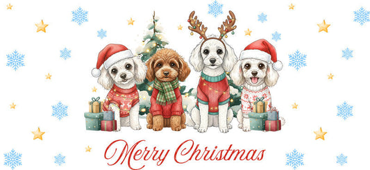merry woofmas aesthetic UV DTF cup wrap for 16oz glass can drinkware decal KA-10116